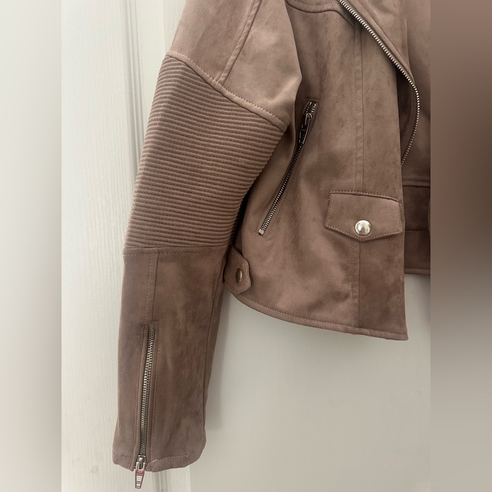 Blank NYC Taupe Suede moto Jacket M - Picture 7 of 7